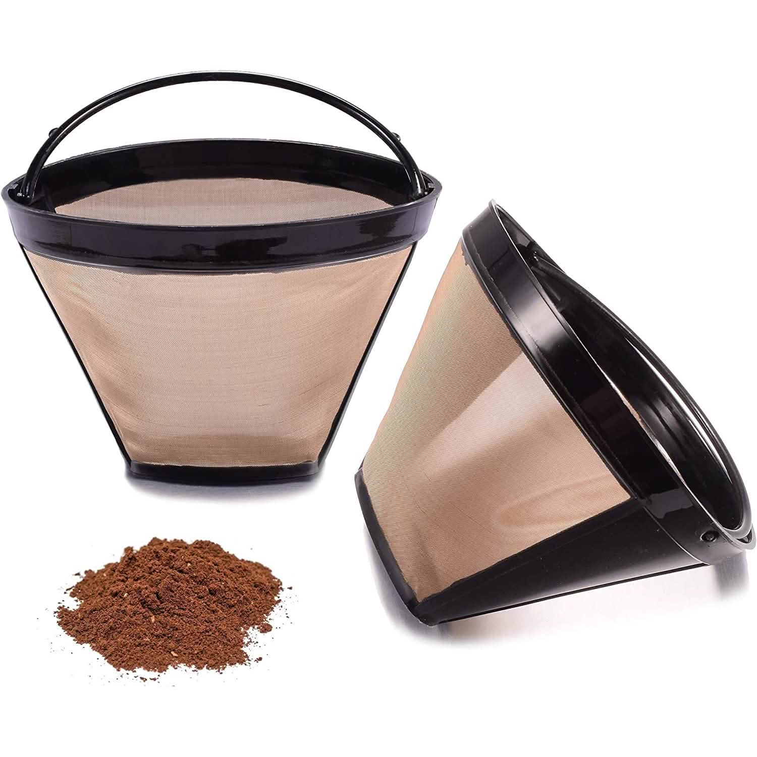 Two reusable No.4 cone coffee maker filters by DailySale, made of durable material, suitable for drip coffee brewing.