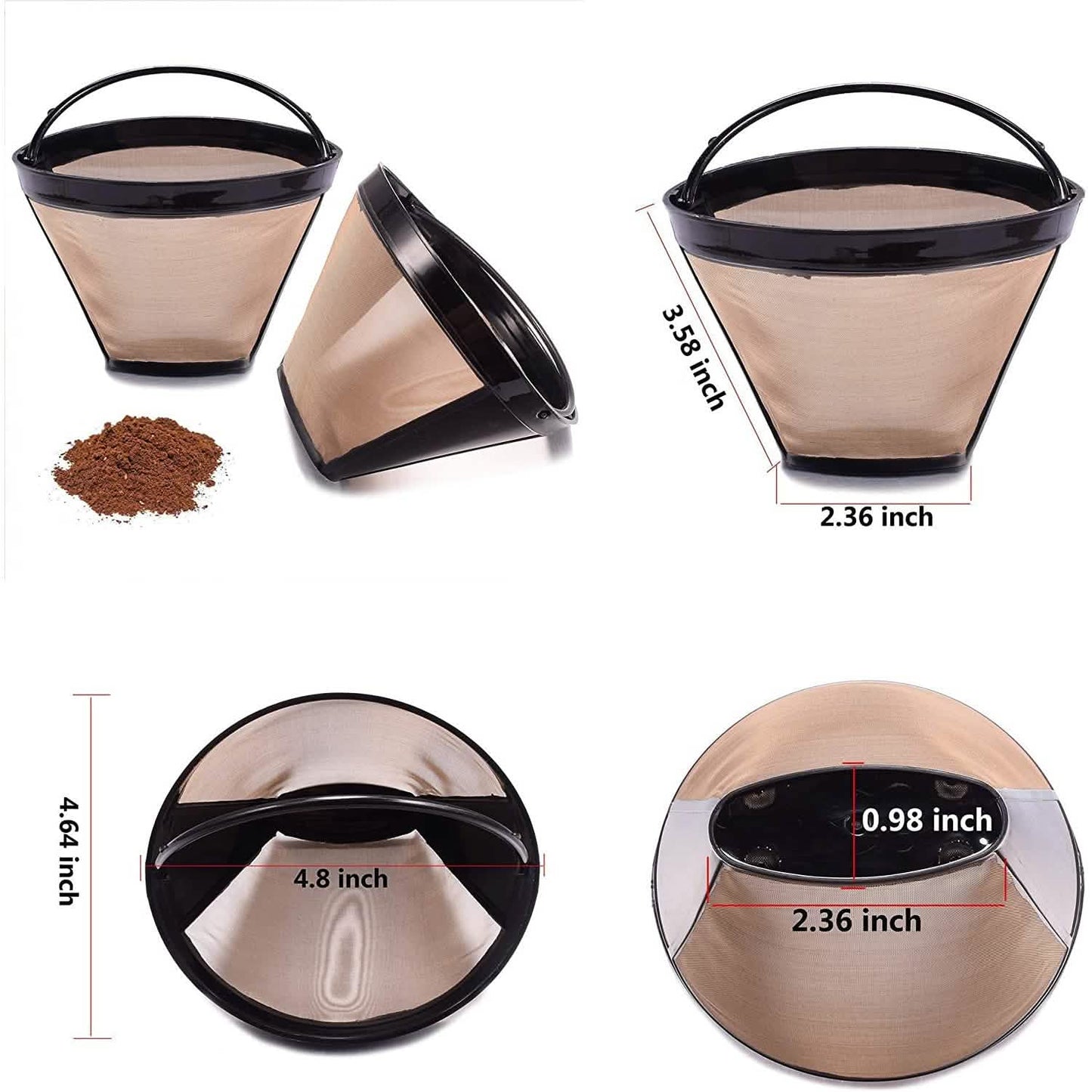 Reusable No.4 cone coffee maker filters, 2-piece set by DailySale, made of durable material for eco-friendly brewing in kitchen gadgets.
