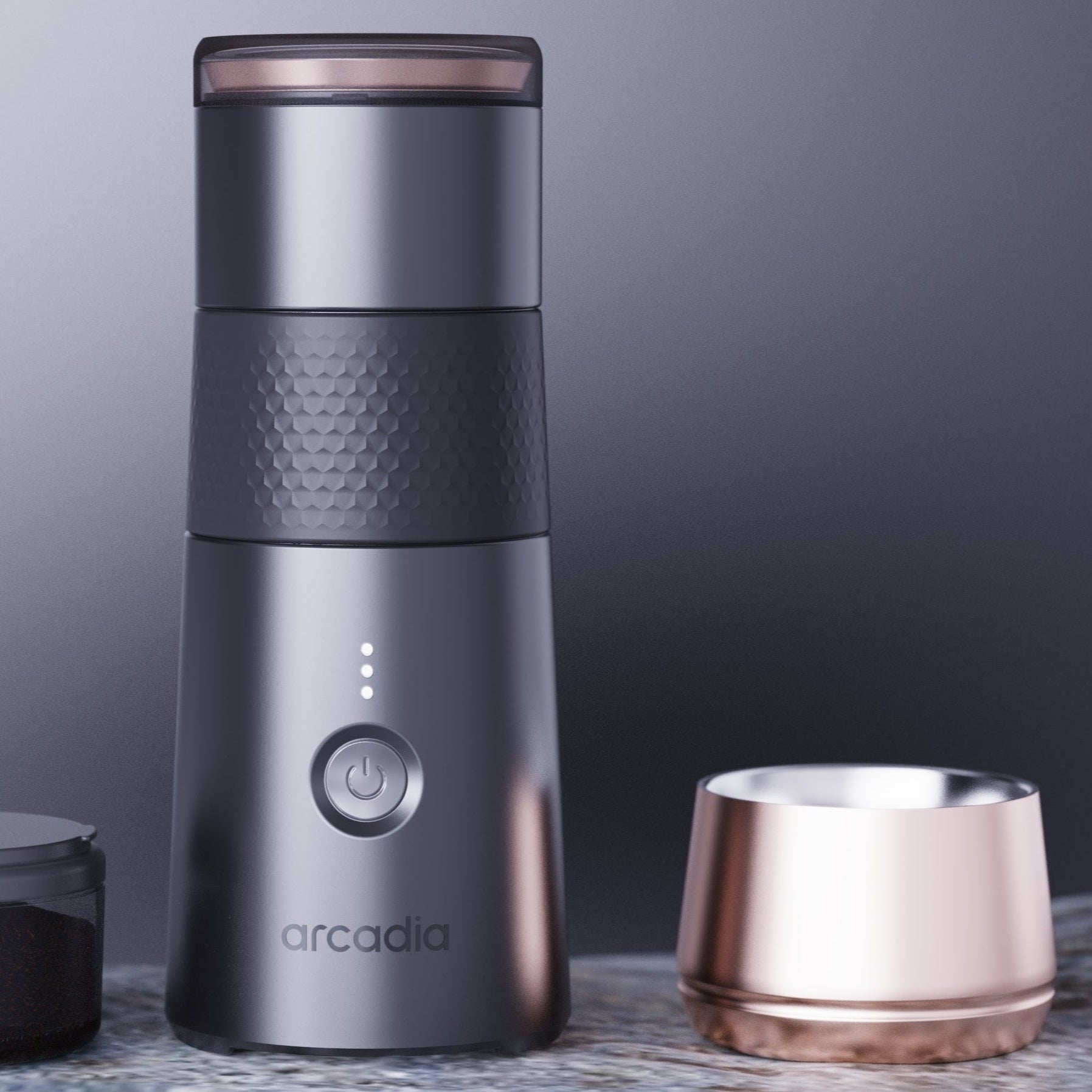 Black Arcadia Go portable electric Turkish coffee maker with a compact design, rechargeable battery, and easy-to-use brewing features.