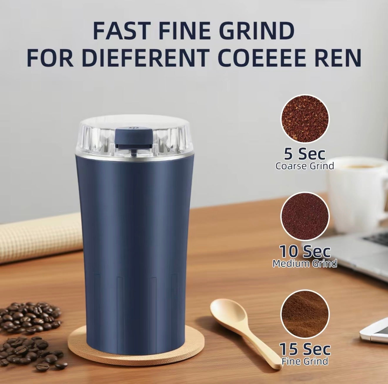 V.I.P Digital Presence UltraGrind grinder with stainless steel blade and ergonomic handle on a clean countertop.