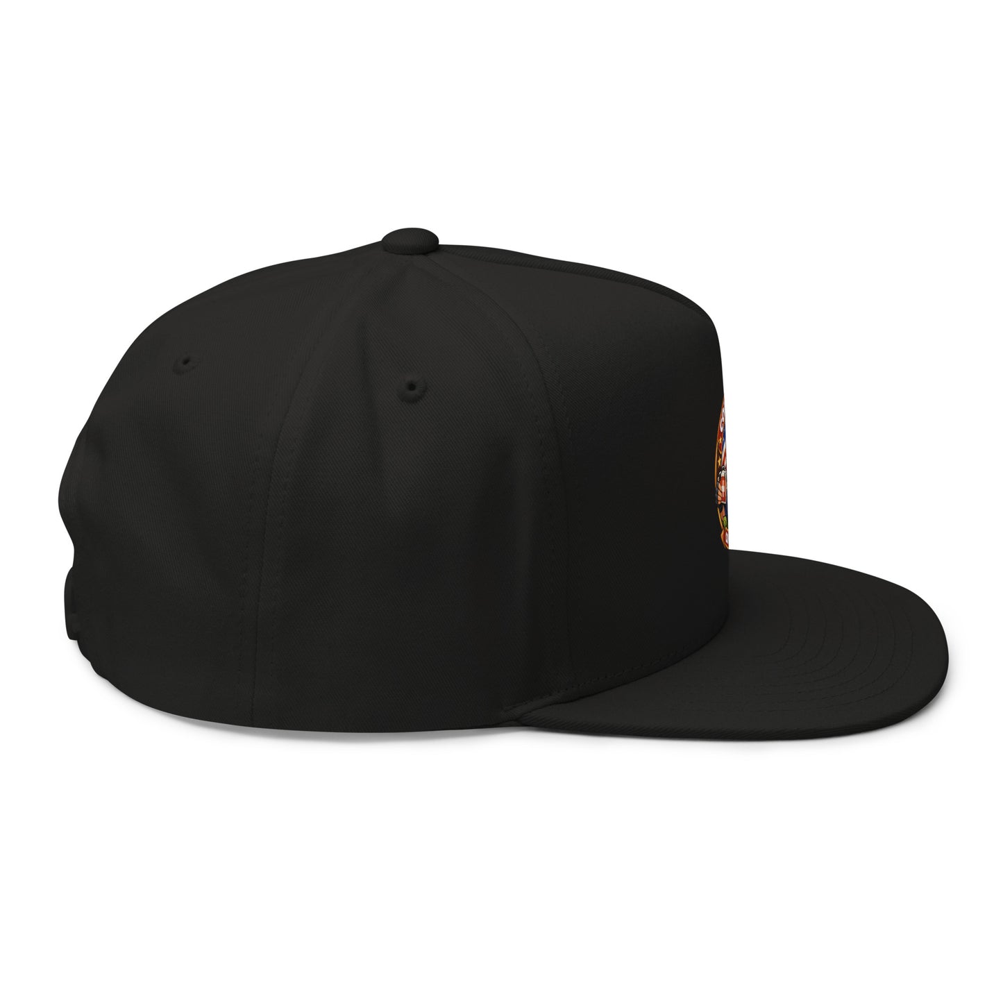 Black flat bill cap with embroidered design by Code 3 Rescue Coffee and Tea, stylish and comfortable headwear.