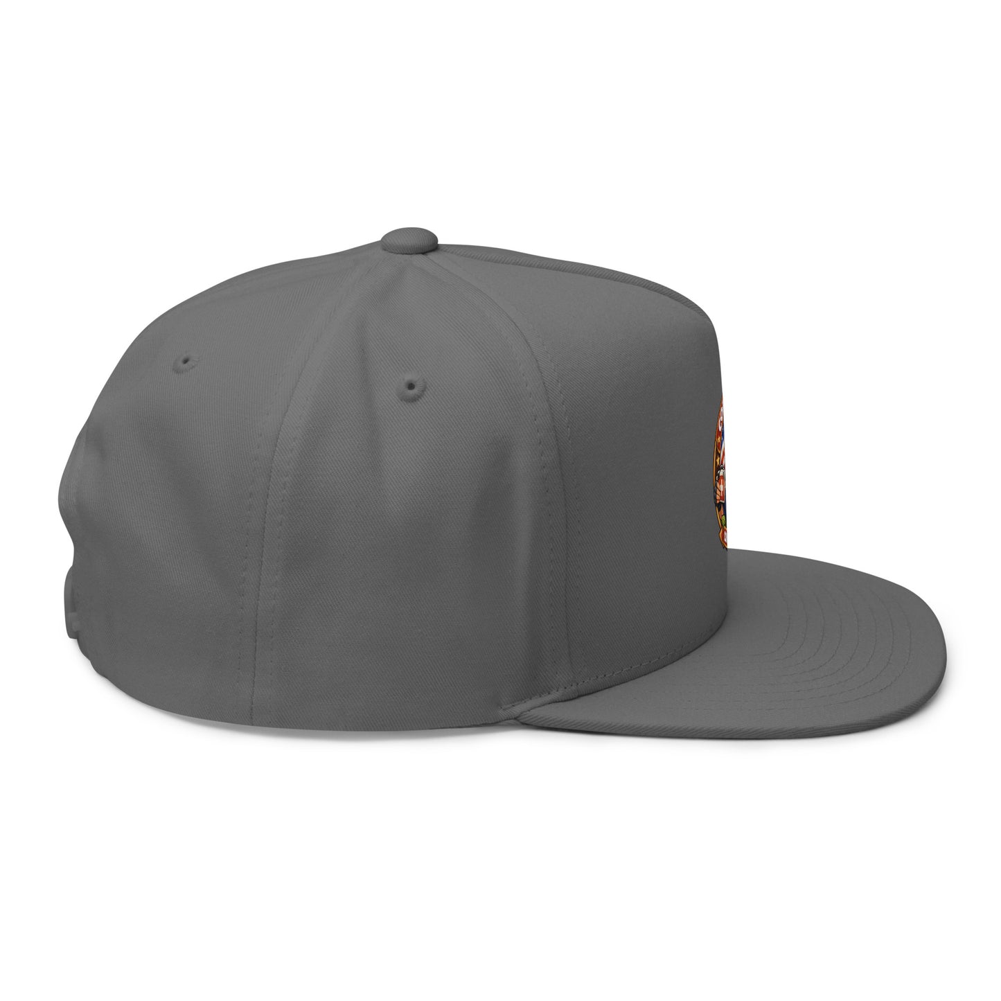 Black flat bill cap with embroidered design by Code 3 Rescue Coffee and Tea, casual outdoor headwear.