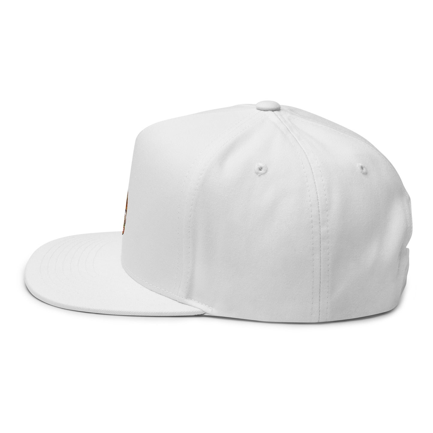 Black flat bill cap with embroidered logo by Code 3 Rescue Coffee and Tea, casual headwear with adjustable strap.