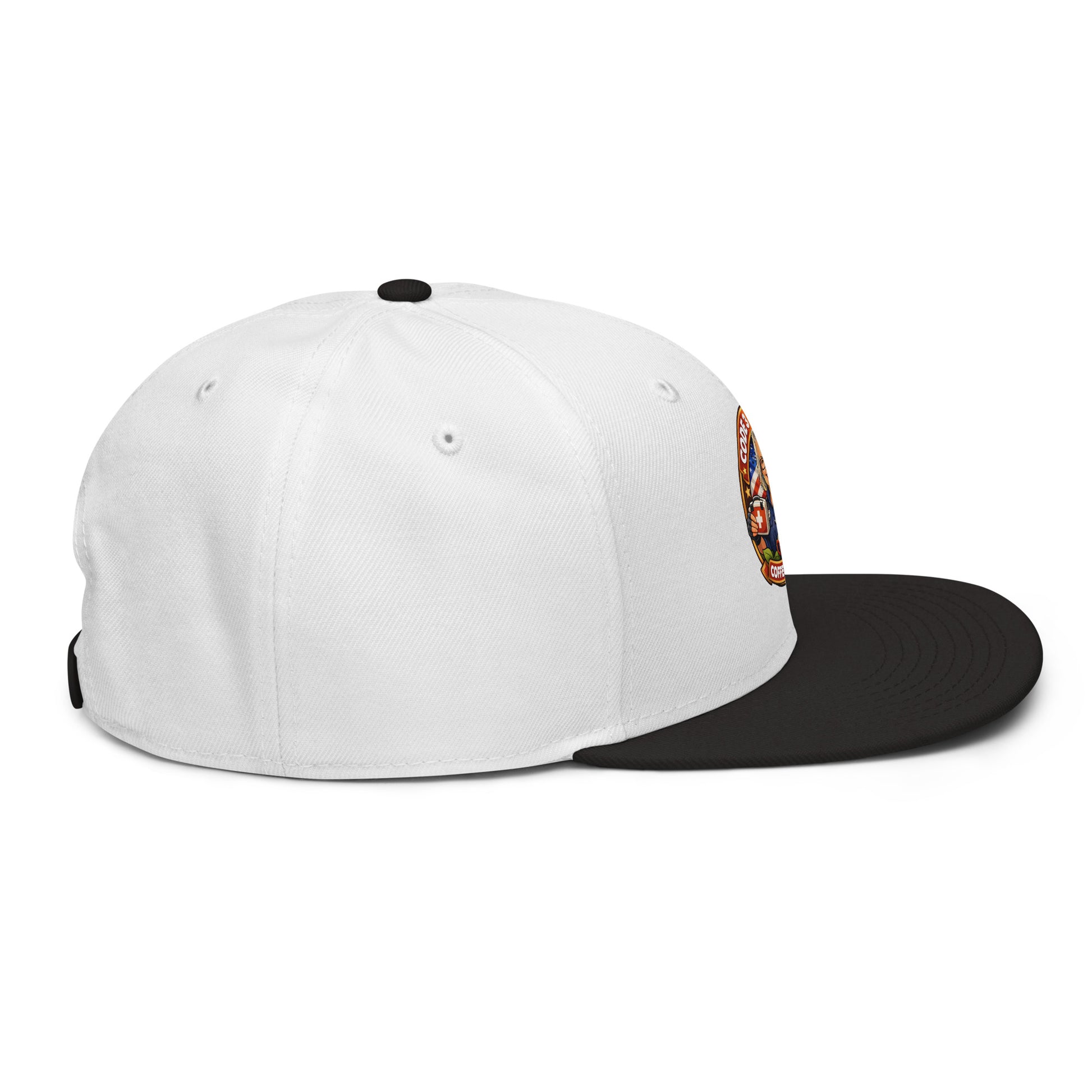 Gray and black snapback hat with embroidered logo from Code 3 Rescue Coffee and Tea, stylish and adjustable headwear.