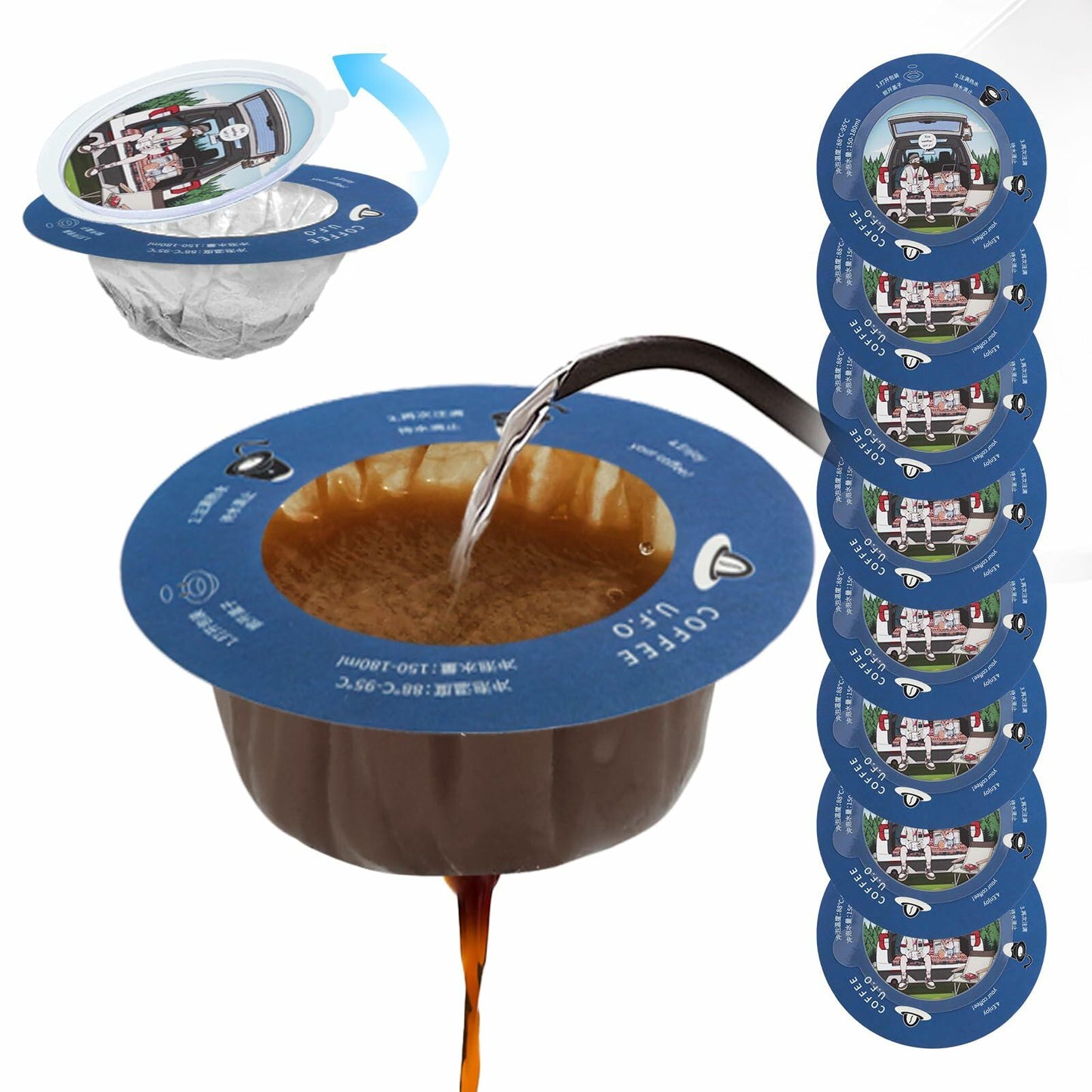 Deal US WCOINCIDENCY coffee filter pour over maker with lid, portable, 30-pack, wood pulp, ideal for brewing coffee or tea.