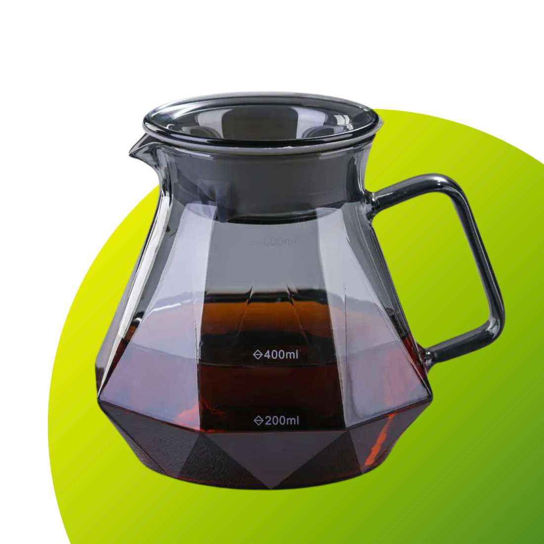 Glass pour over coffee maker set with a dripper, glass carafe, and filter from Green to Mean Coffee for brewing fresh drip coffee